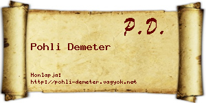 Pohli Demeter névjegykártya